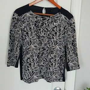 J. CREW Embroidered Navy Top